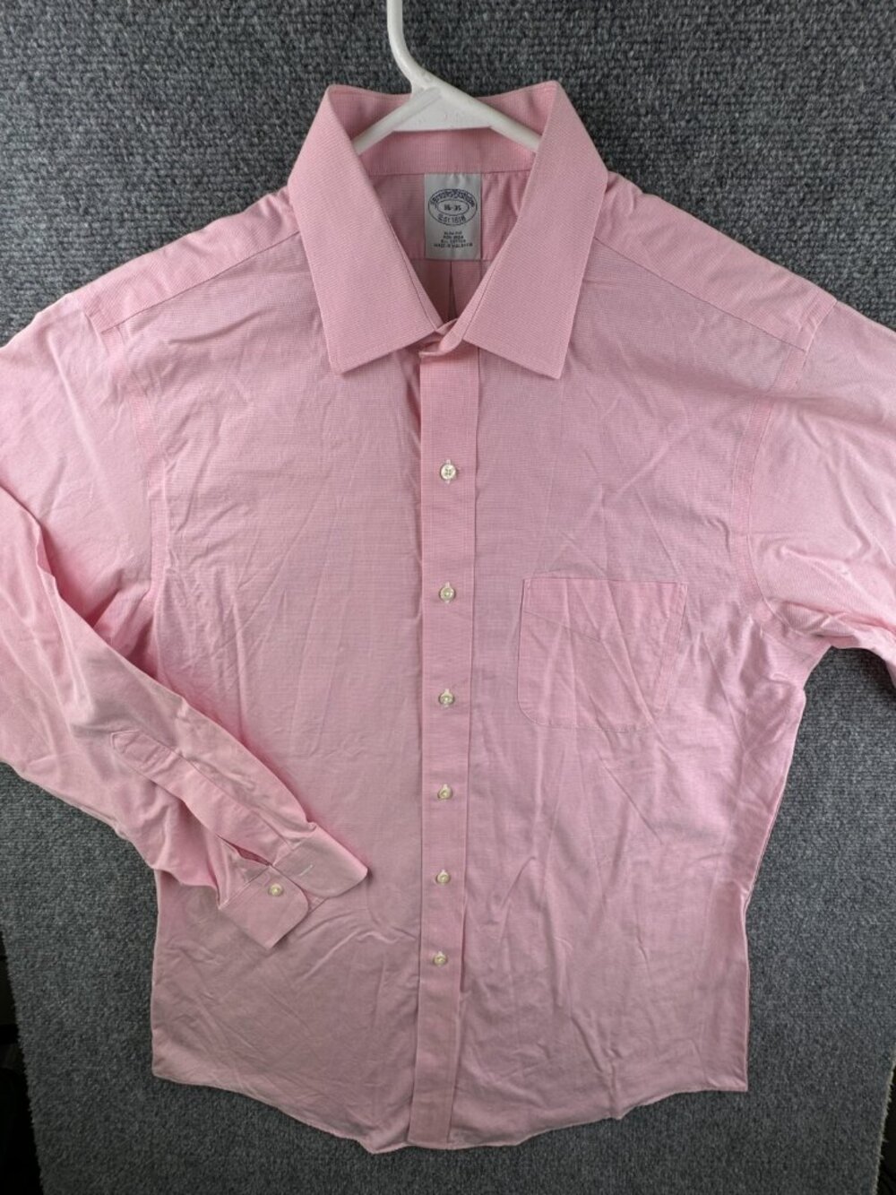 Brooks Brothers Long Sleeve Cotton Button Up Shirt Pink 16 35 Slim Fit *********
